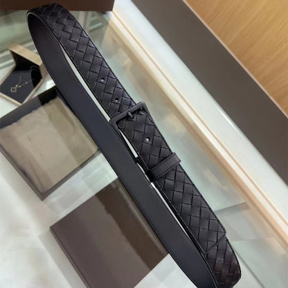 Woven Leather Belt with Pin Buckle