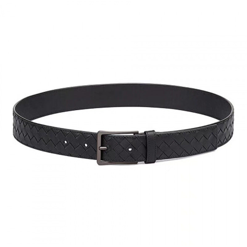 Woven Leather Belt with Pin Buckle