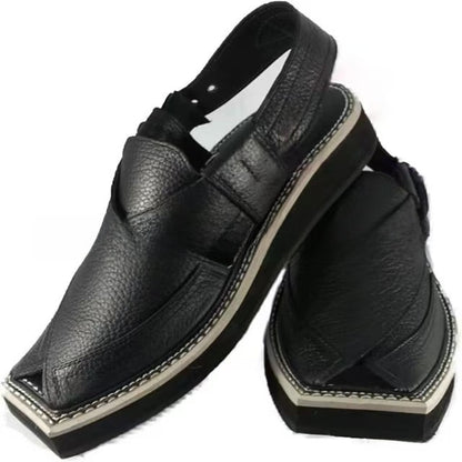 Woven Leather Flat Sandals