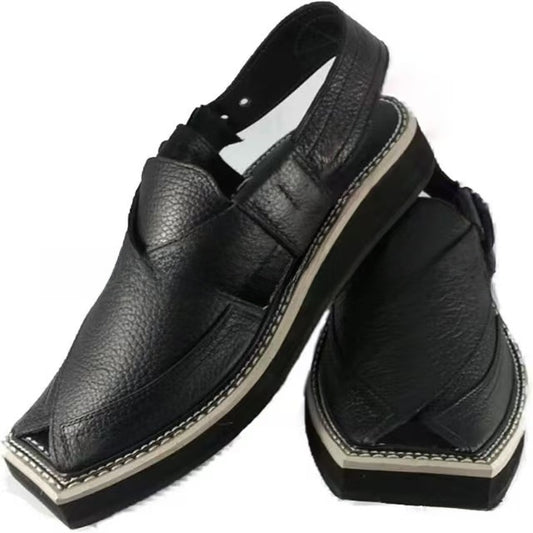 Woven Leather Flat Sandals