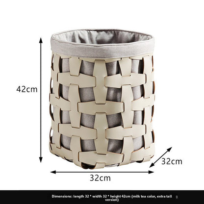Woven Leather Storage Basket