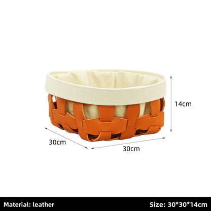 Woven Leather Storage Basket