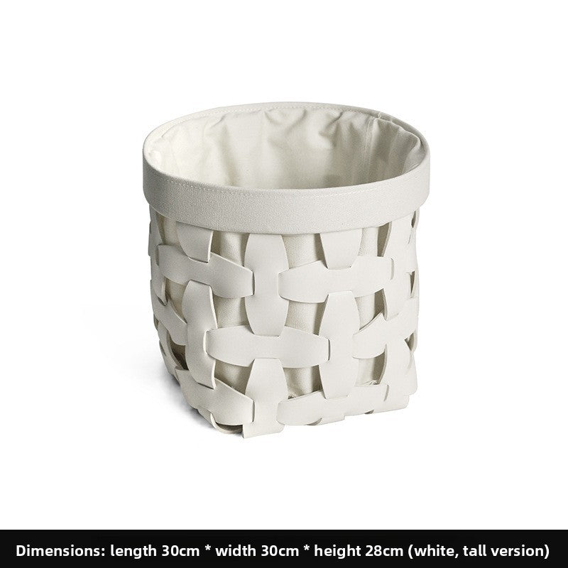 Woven Leather Storage Basket