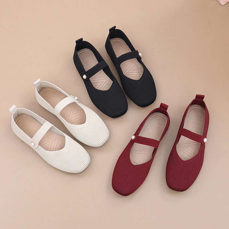 Woven Mary Jane Flat Shoes