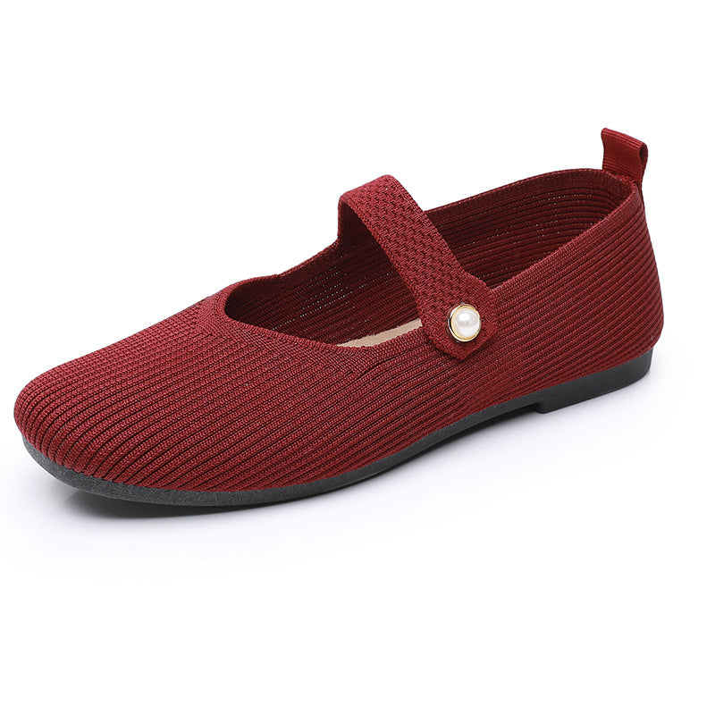 Woven Mary Jane Flat Shoes