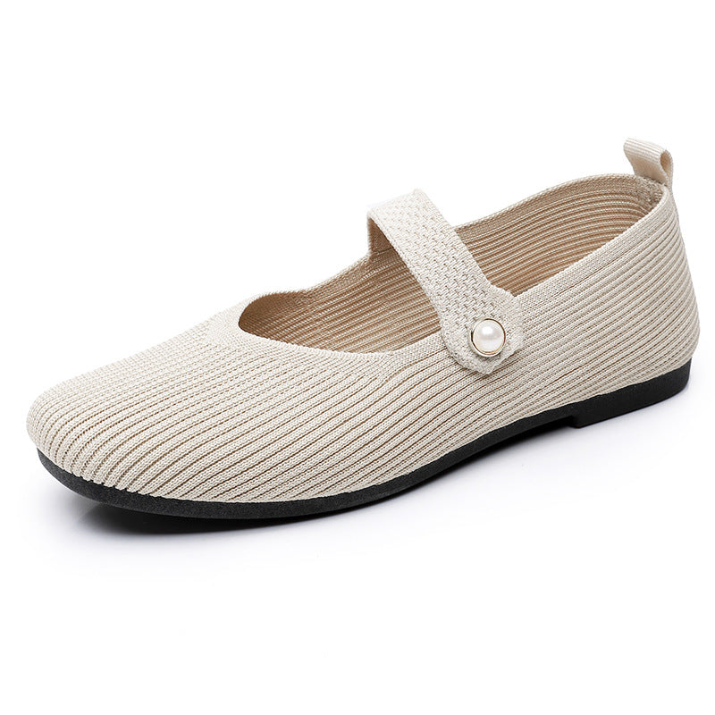 Woven Mary Jane Flat Shoes