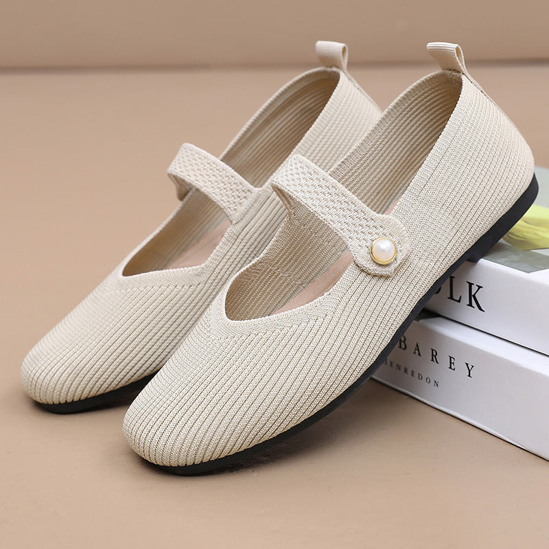 Woven Mary Jane Flat Shoes