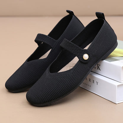 Woven Mary Jane Flat Shoes
