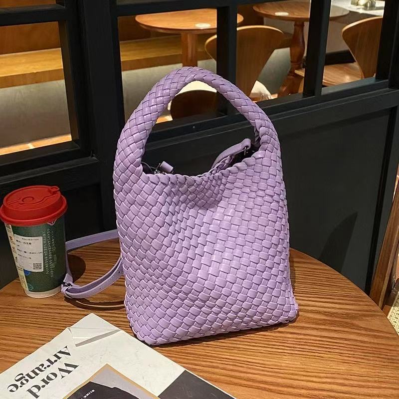 Woven PU Leather Crossbody Tote Bag
