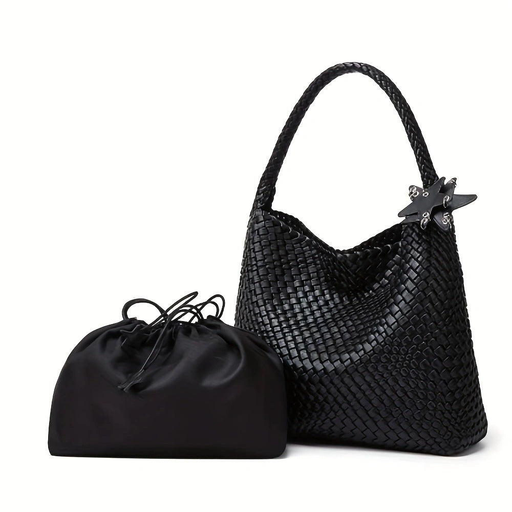 Woven PU Tote Bag with Magnetic Closure