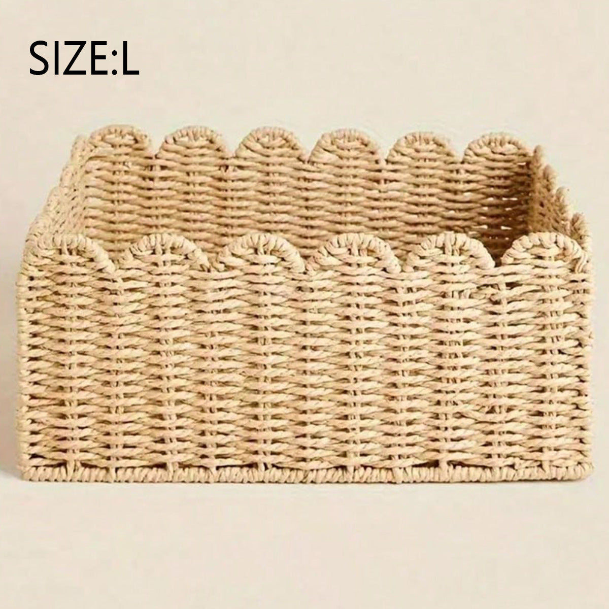 Woven Rattan Storage Basket with Lace Edge