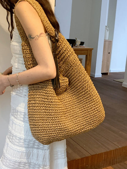 Woven Straw Beach Bag with Single Strap