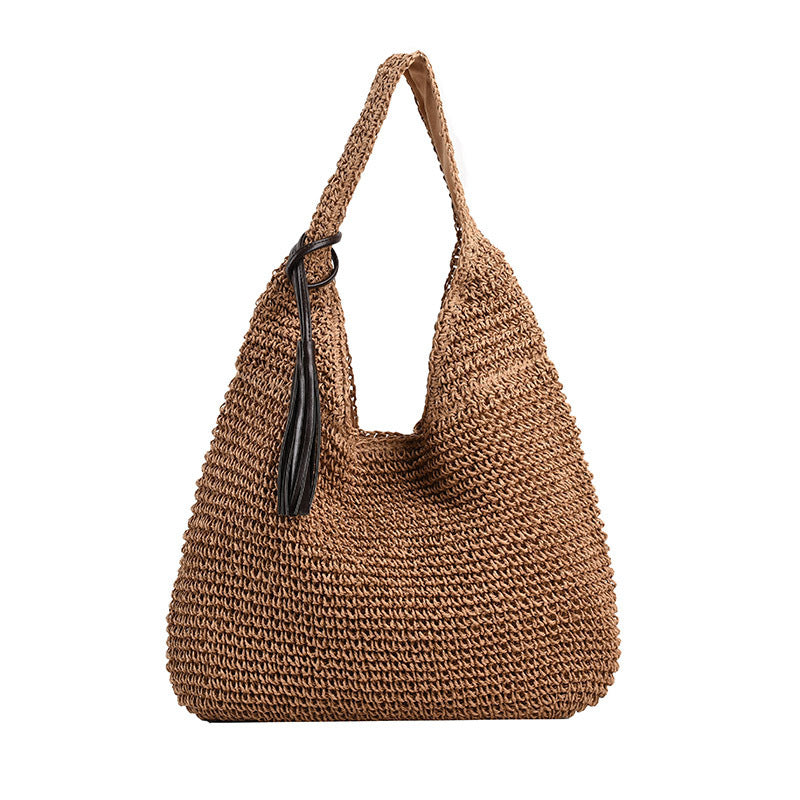 Woven Straw Beach Bag with Single Strap