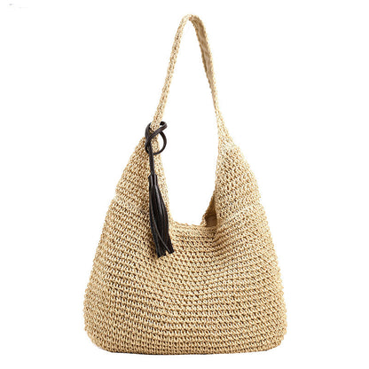 Woven Straw Beach Bag with Single Strap