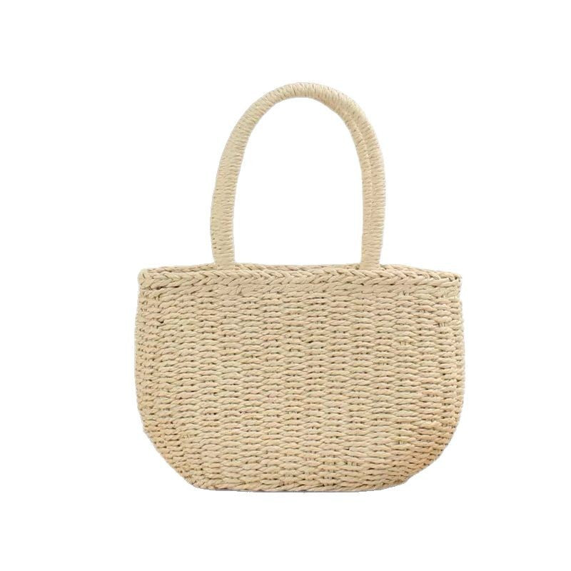 Woven Straw Drawstring Bag
