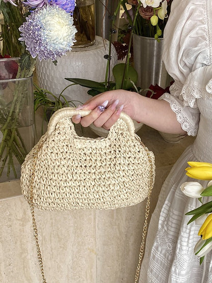 Woven Straw Shoulder Bag for Women