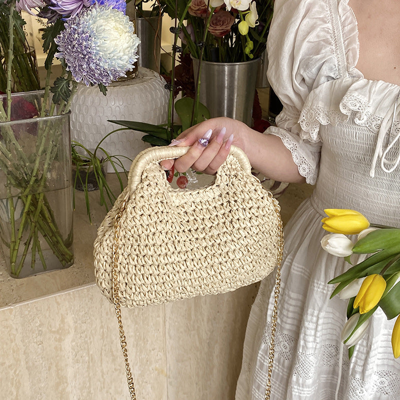Woven Straw Shoulder Bag for Women