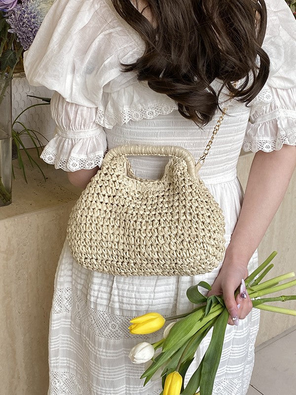 Woven Straw Shoulder Bag for Women