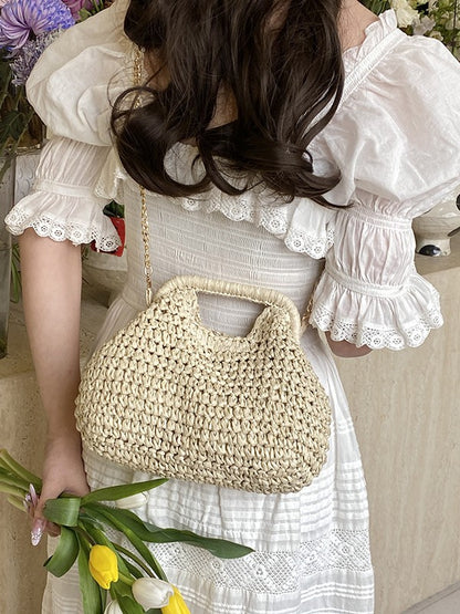 Woven Straw Shoulder Bag for Women