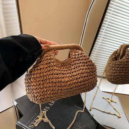 Woven Straw Shoulder Bag for Women