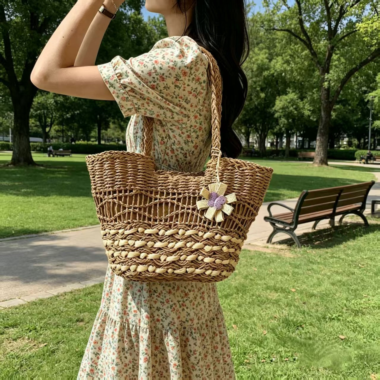 Woven Straw Shoulder Bag