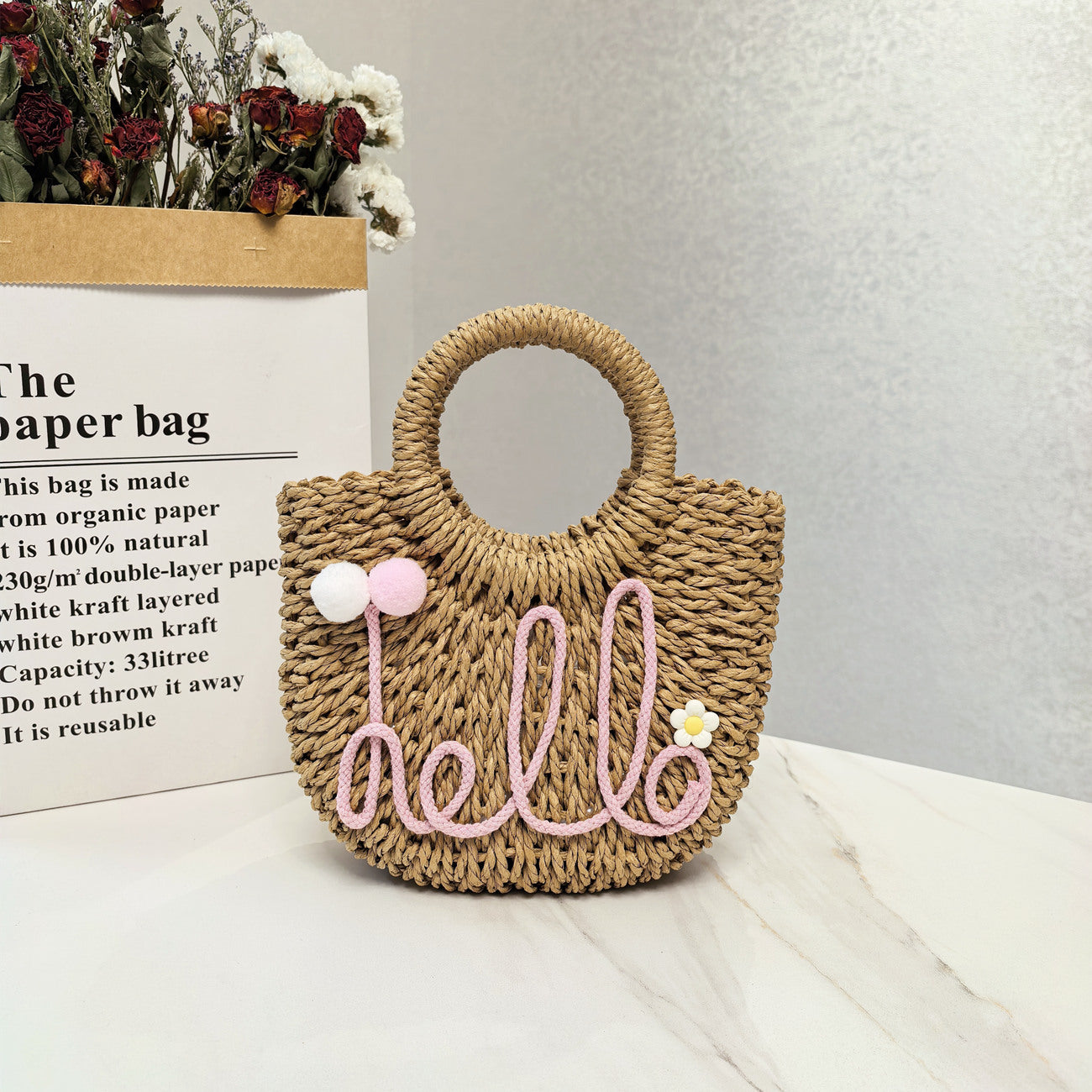 Woven Straw Shoulder Bag