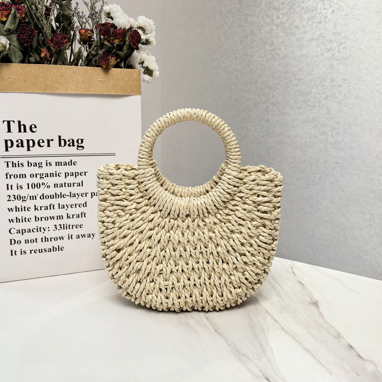 Woven Straw Shoulder Bag