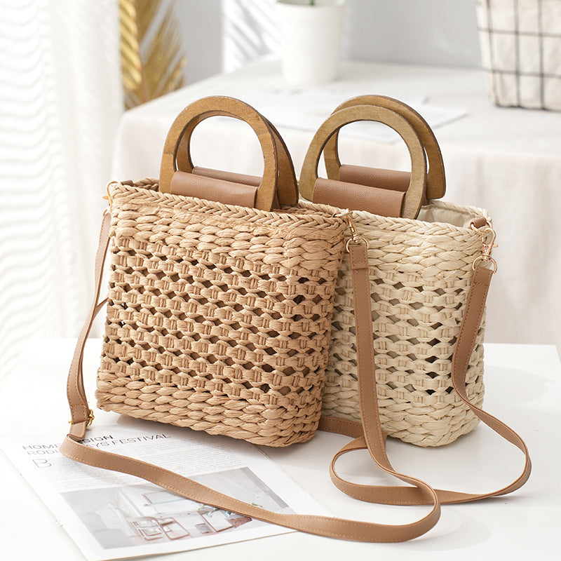 Woven Straw Square Handbag