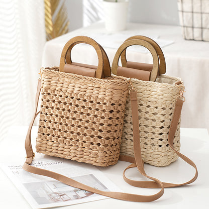 Woven Straw Square Handbag