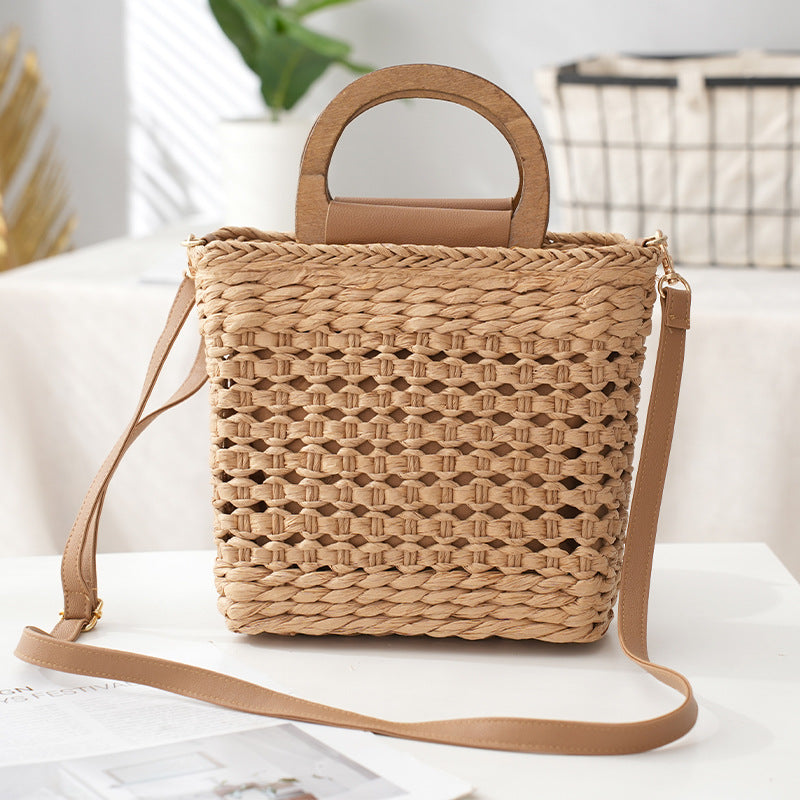 Woven Straw Square Handbag