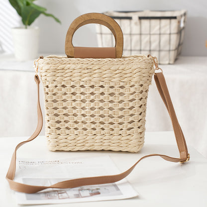 Woven Straw Square Handbag