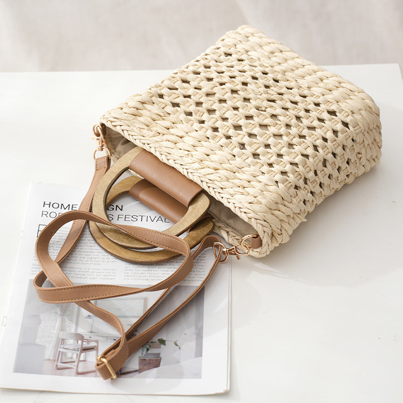 Woven Straw Square Handbag