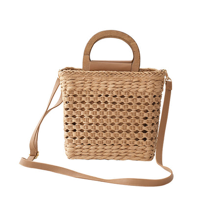 Woven Straw Square Handbag