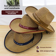 Straw hat - upturned brim khaki