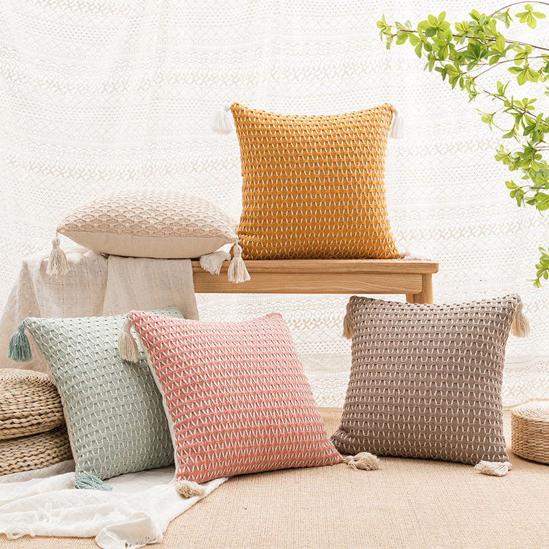 Woven Tassel Cushion Cover