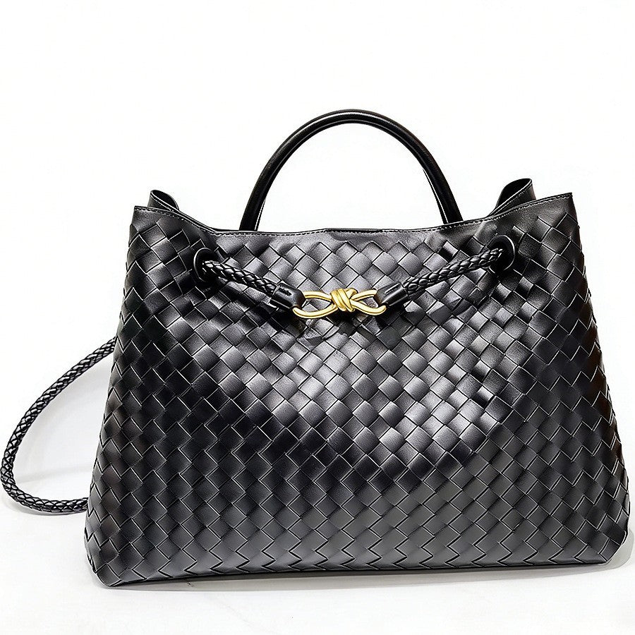 Woven Tote Bag with Metal Rope Buckle