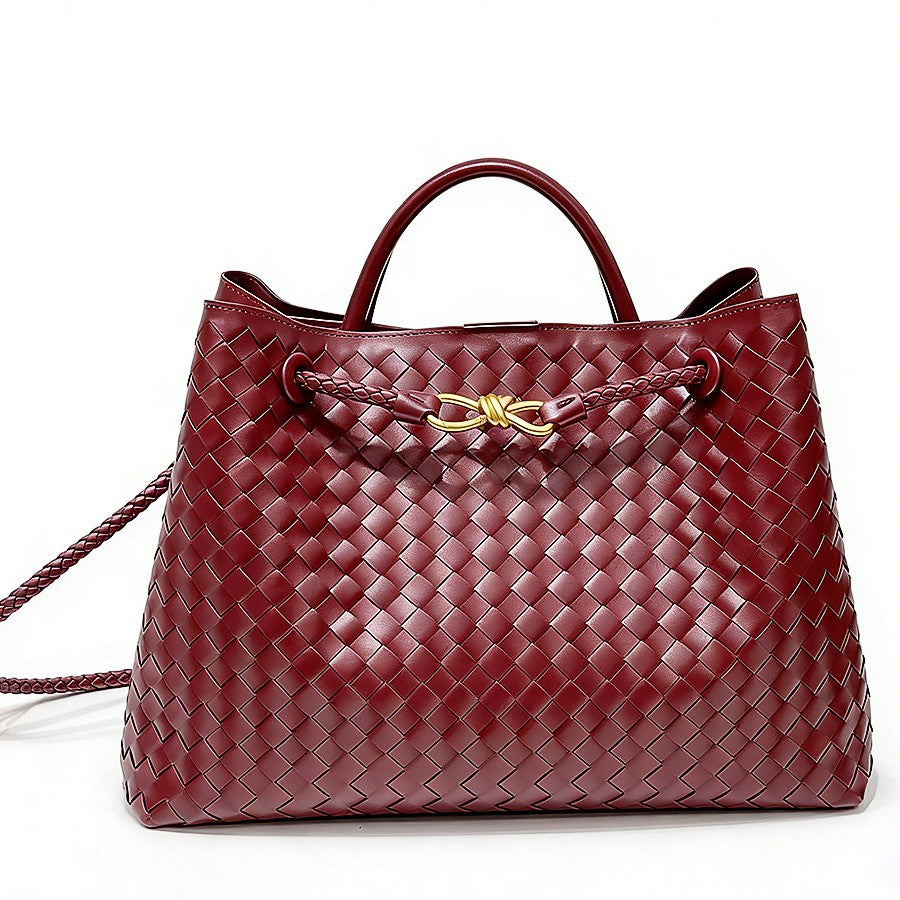 Woven Tote Bag with Metal Rope Buckle
