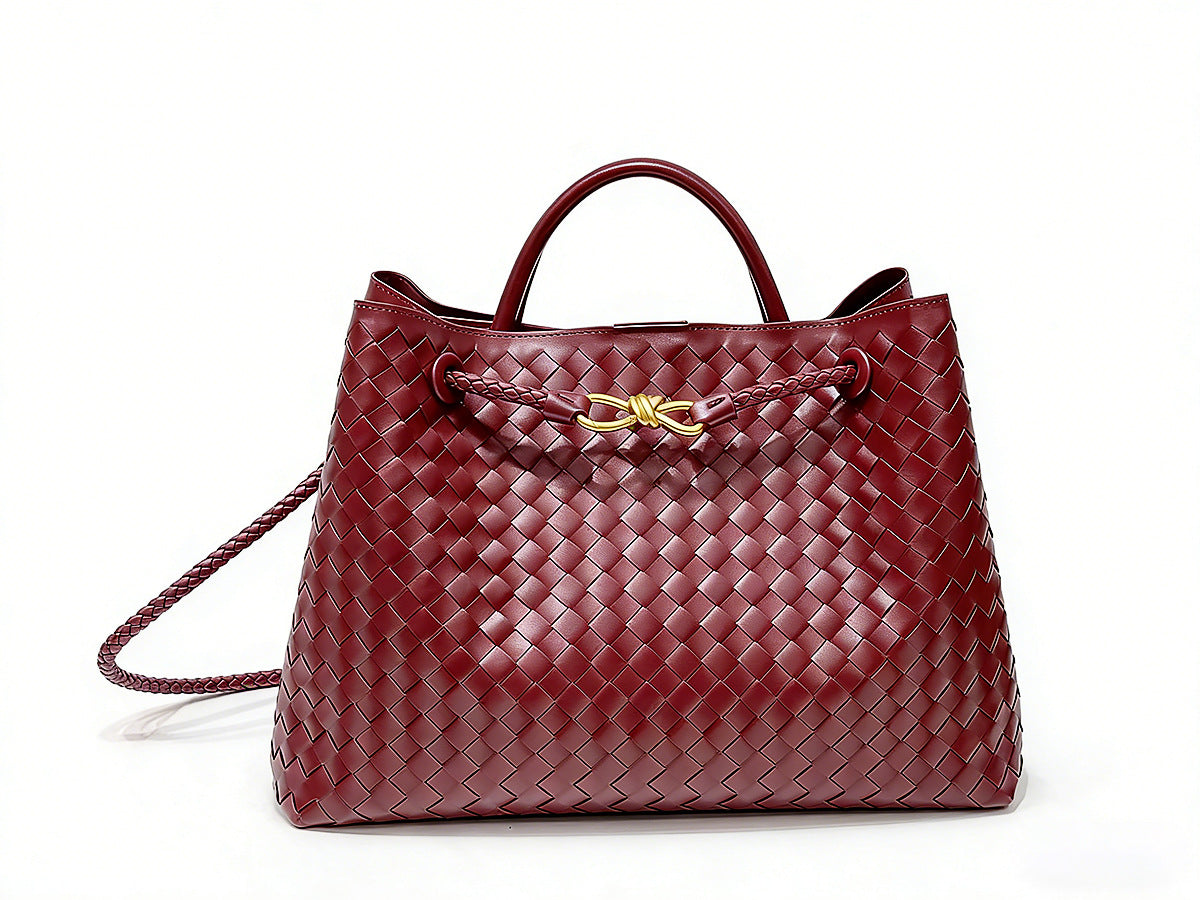 Woven Tote Bag with Metal Rope Buckle