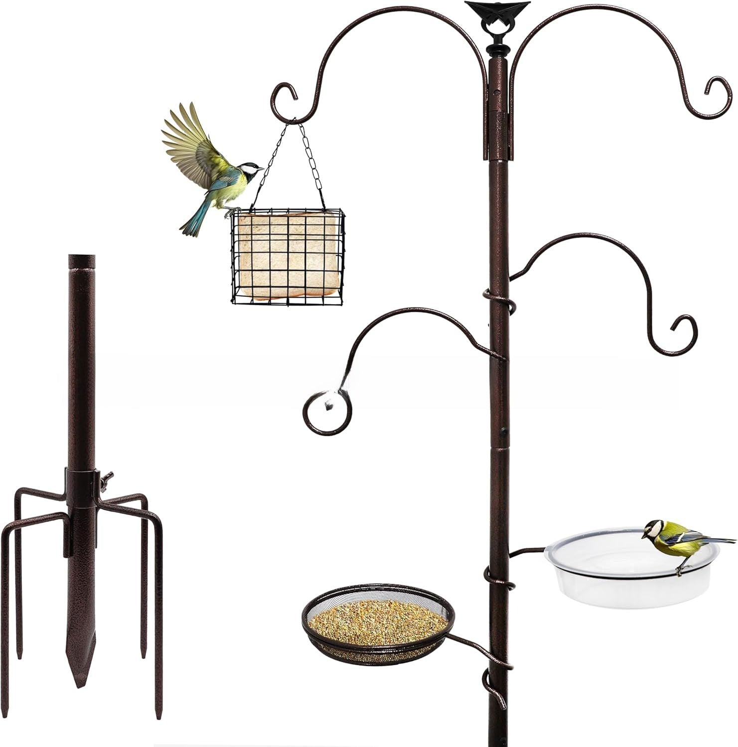 Wrought Iron Bird Feeder Stand with Accessories