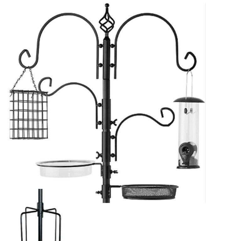 Wrought Iron Bird Feeder Stand with Accessories