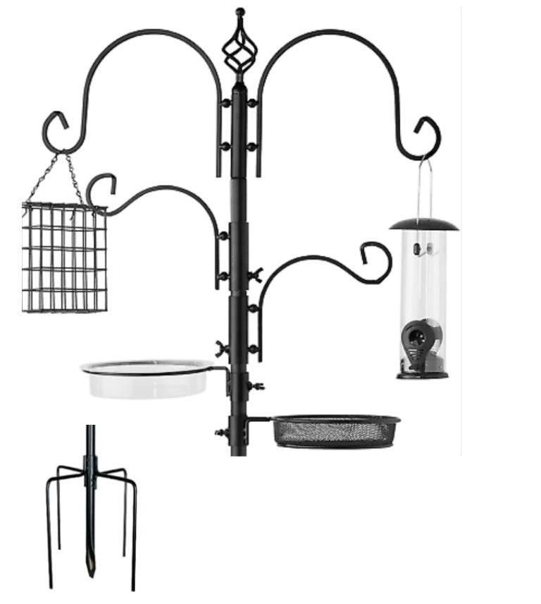 Wrought Iron Bird Feeder Stand with Accessories