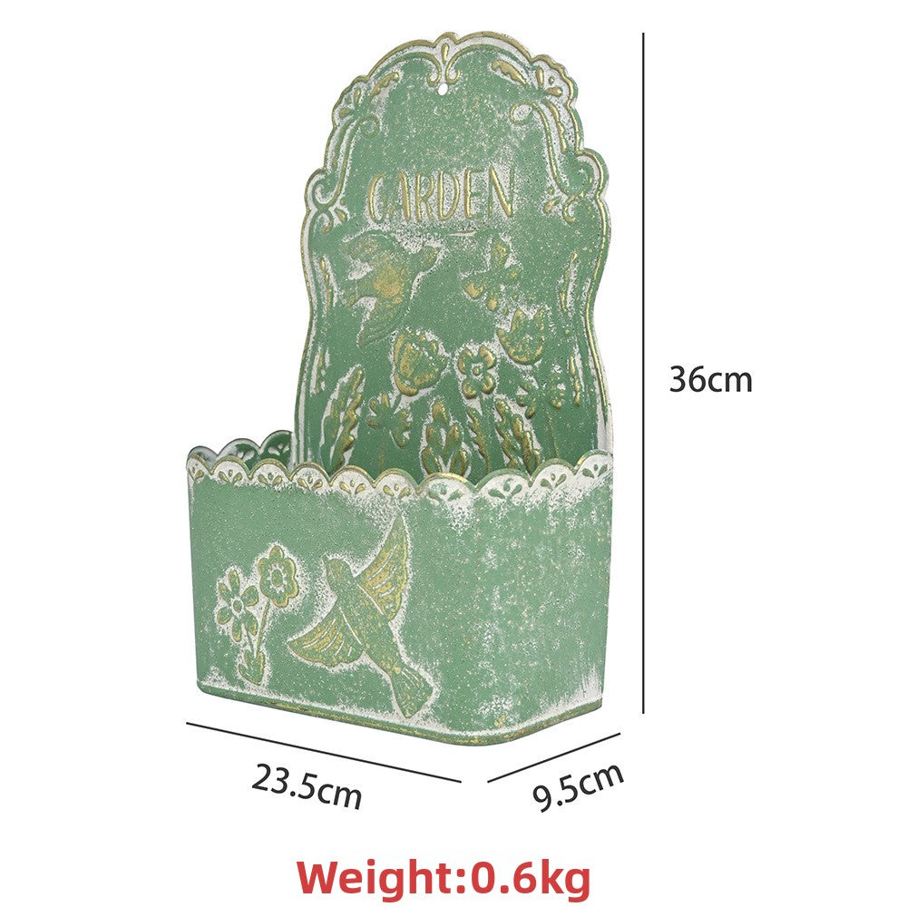 Wrought Iron Wall Mounted Flower Pot for Garden Decoration
