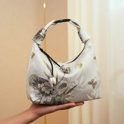 Xiangyunsha Crescent Crossbody Bag with Drawstring