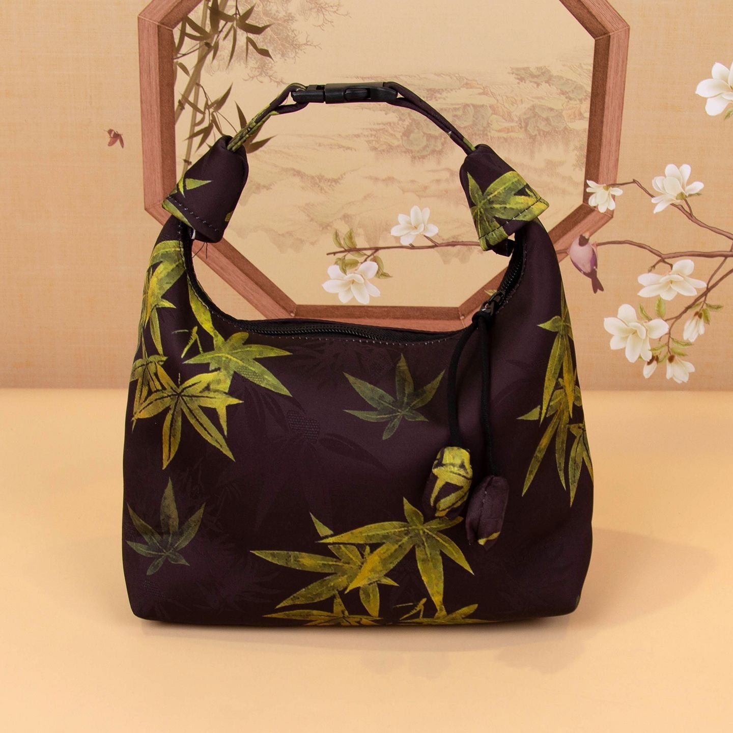 Xiangyunsha Crescent Crossbody Bag with Drawstring