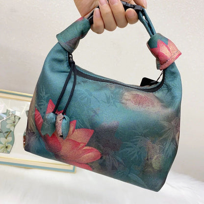 Xiangyunsha Crescent Crossbody Bag with Drawstring