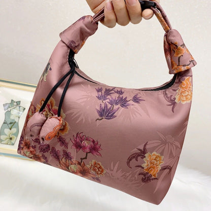 Xiangyunsha Crescent Crossbody Bag with Drawstring