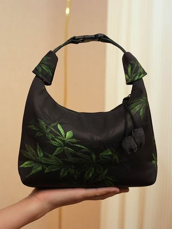 Xiangyunsha Crescent Crossbody Bag with Drawstring