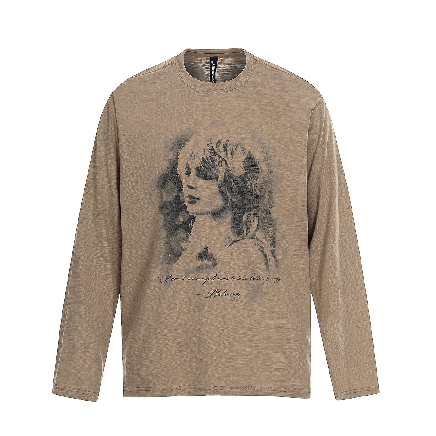 Xmys American Retro Character Print Long-Sleeved T-Shirt for Men and Women, Spring and Autumn Loose Casual Versatile Round Neck Lazy Top