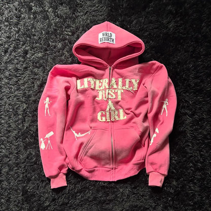 Y2K 3D Printed Zip Hoodie