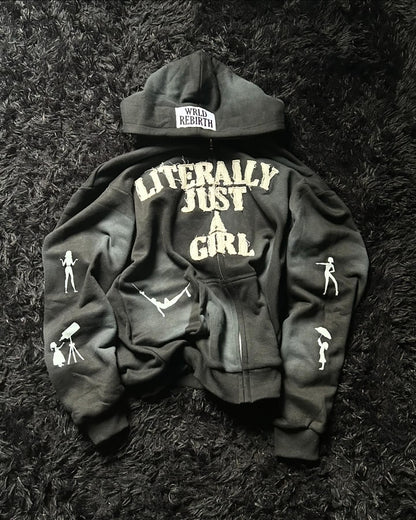 Y2K 3D Printed Zip Hoodie